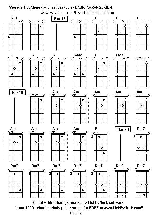 Chord Grids Chart of chord melody fingerstyle guitar song-You Are Not Alone - Michael Jackson - BASIC ARRANGEMENT,generated by LickByNeck software.